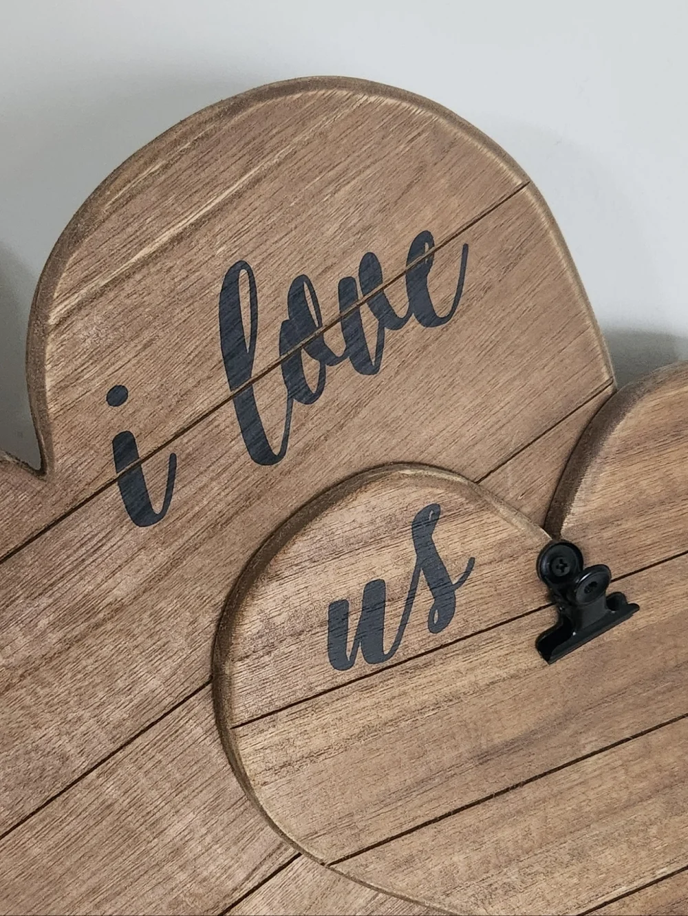 Rustic Double Wood Heart Photo Holder ✨ I Love Us ✨ Farmhouse Decor Anniversary